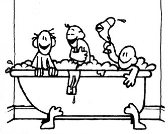 If you washing machine breaks down, try filling your bathtub with soap and water, submerging your laundry, and letting your children jump around on it.